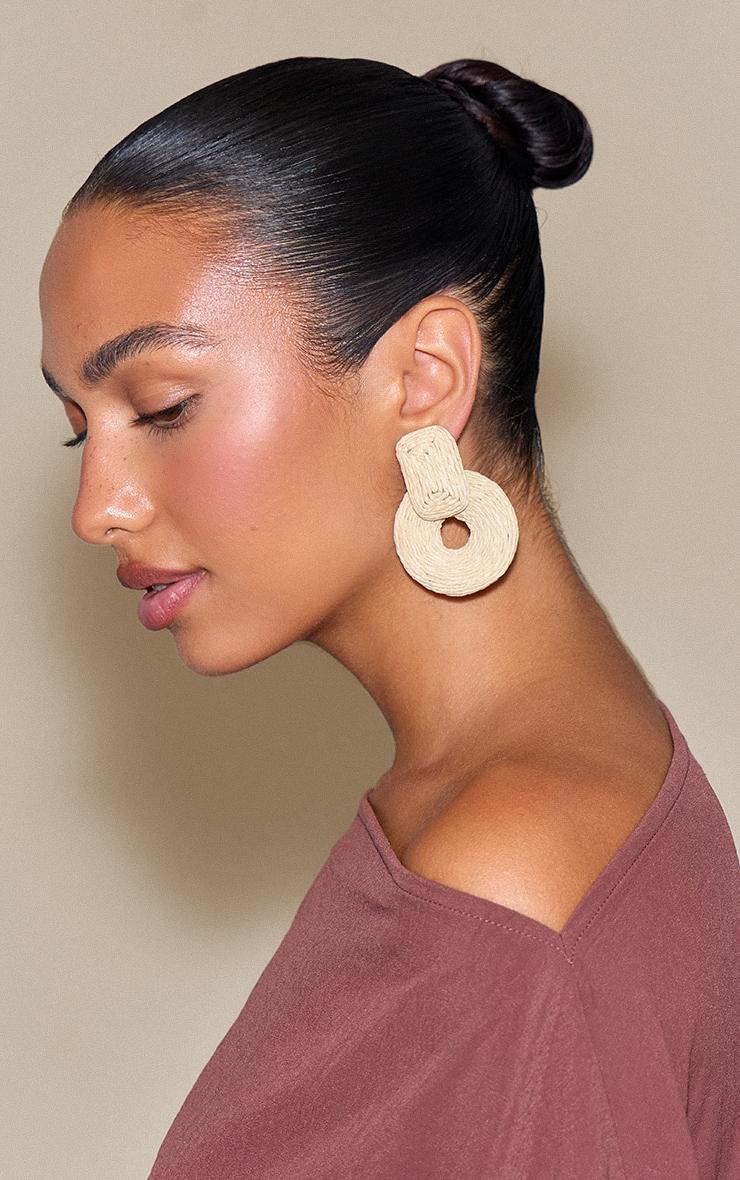 Natural Raffia Door Knocker Earrings Product Image