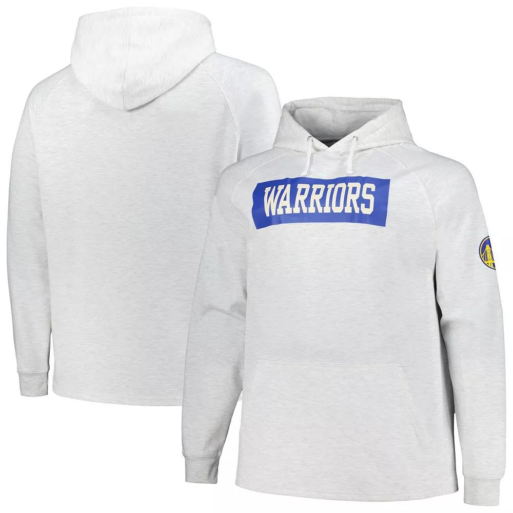 Men's Fanatics Ash Golden State Warriors Big & Tall Raglan Tri-Blend Pullover Hoodie,  Product Image