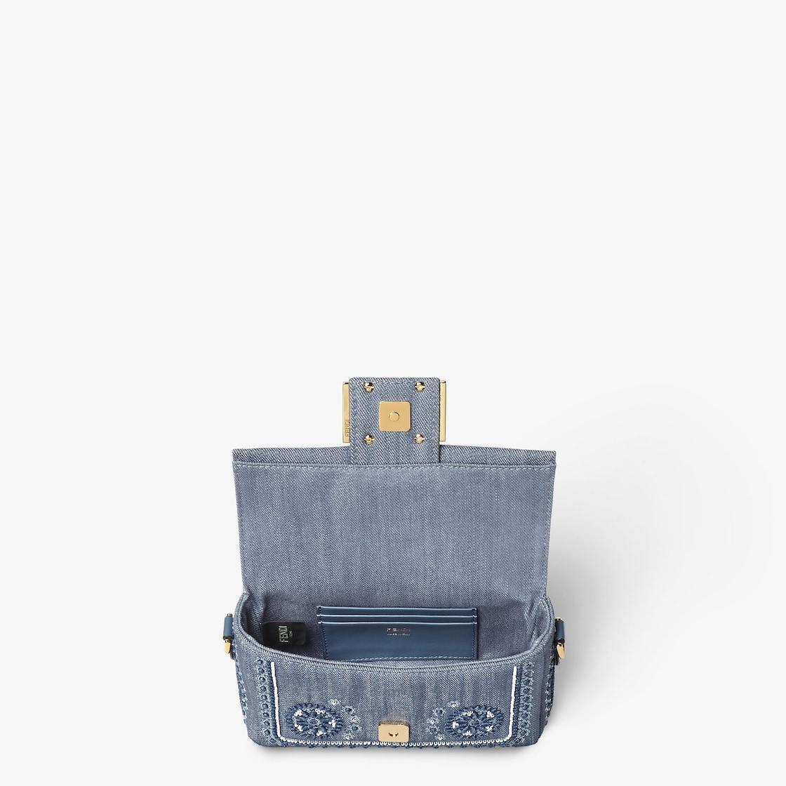 Baguette MiniDenim bag with Coral Bandana embroidery Product Image