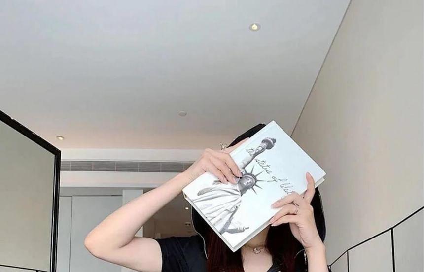 Short-Sleeve Plain Hood Zip Romper Product Image