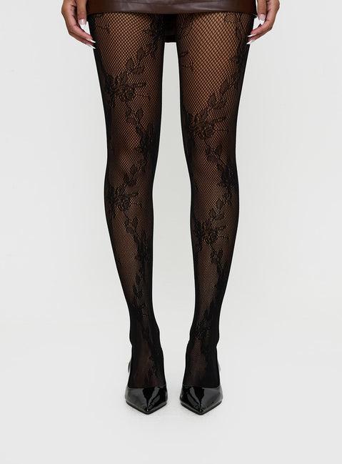 Murmur Lace Stockings Black Product Image