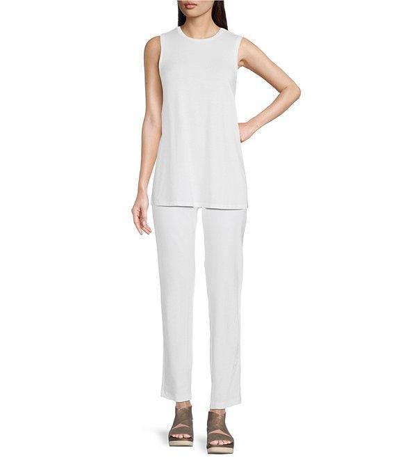 Eileen Fisher Petite Size Tencel Jersey Crew Neck Long Shell Product Image