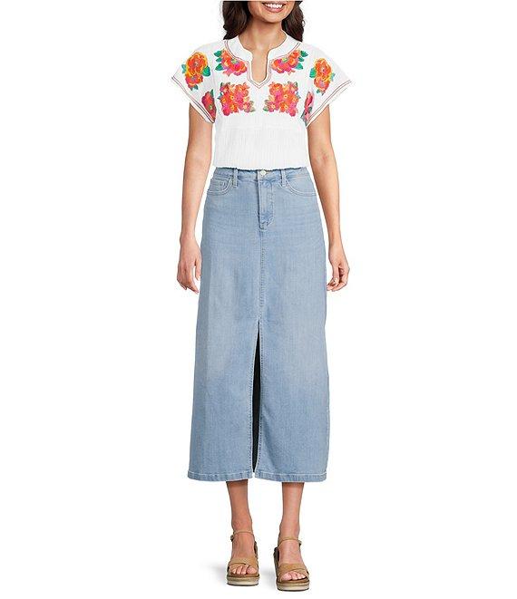 NYDJ High Rise A-Line Long Slit Skirt Product Image