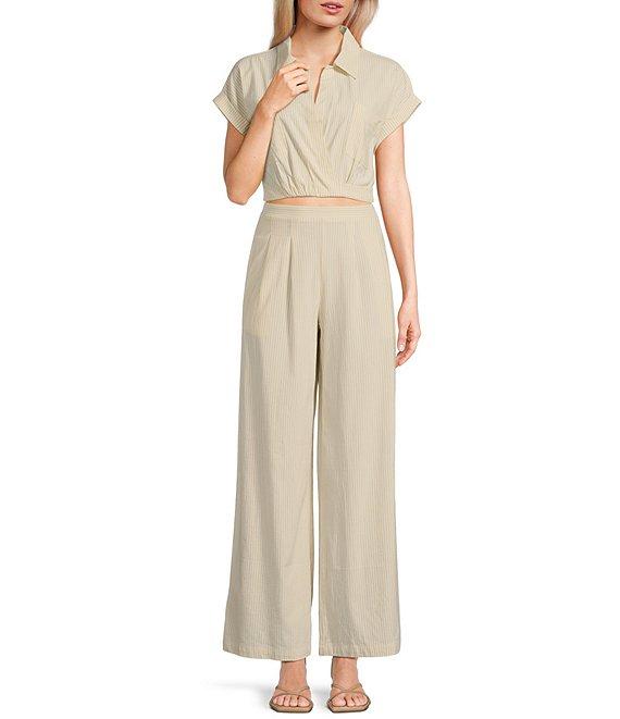 Blu Pepper Striped High Rise Pull-On Coordinating Pants Product Image