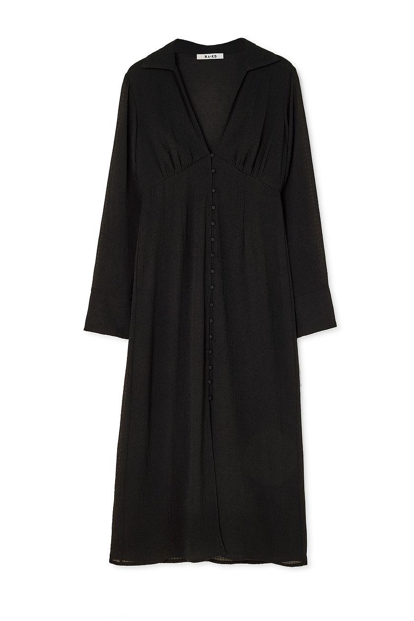 V-Neck Front Buttoned Midi Dress Product Image