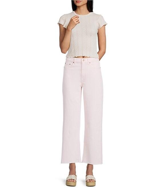 Daze Pleaser High Rise Wide Ankle Length Dark Denim Jeans Product Image