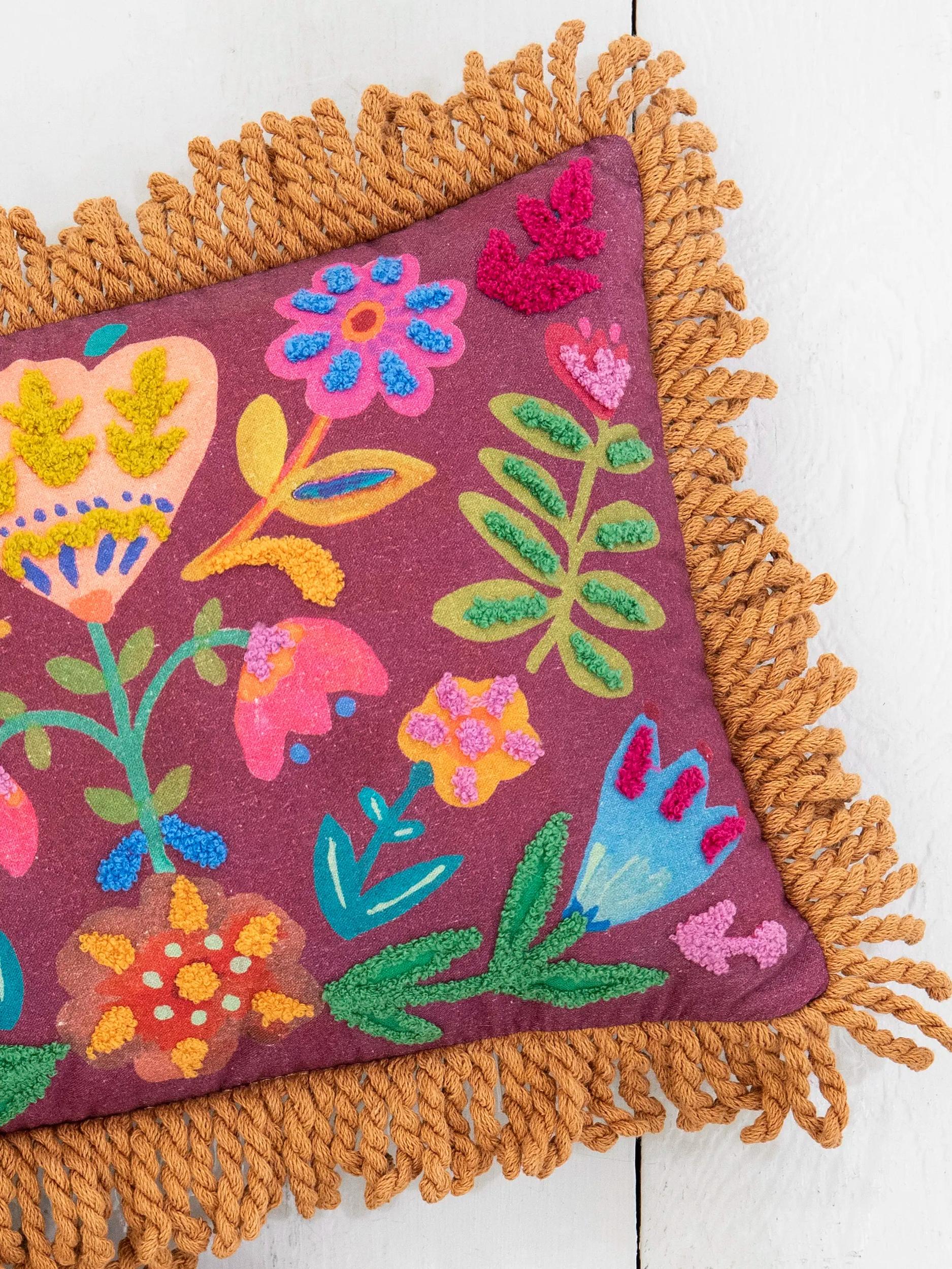 Tufted Boho Pillow - Mauve Product Image