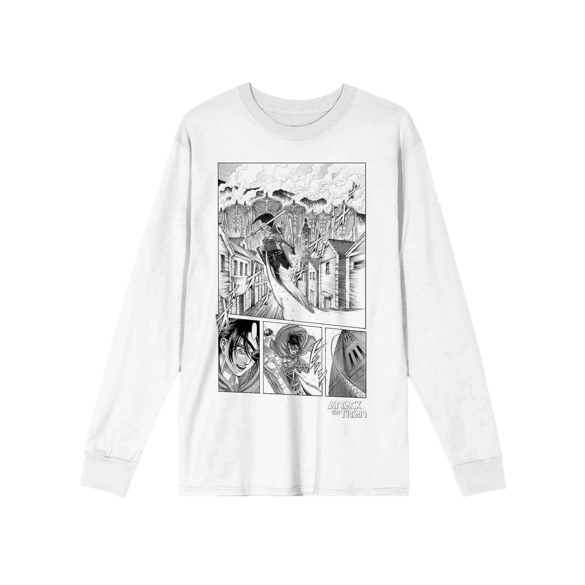Men's Bioworld Attack On Titan Manga Panels Long Sleeve Graphic Tee,  Product Image