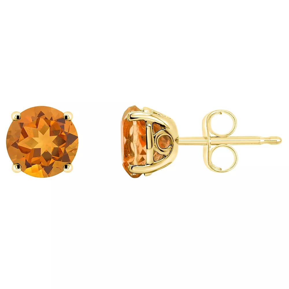 Alyson Layne 14k Gold Round Citrine Stud Earrings, Women's Product Image