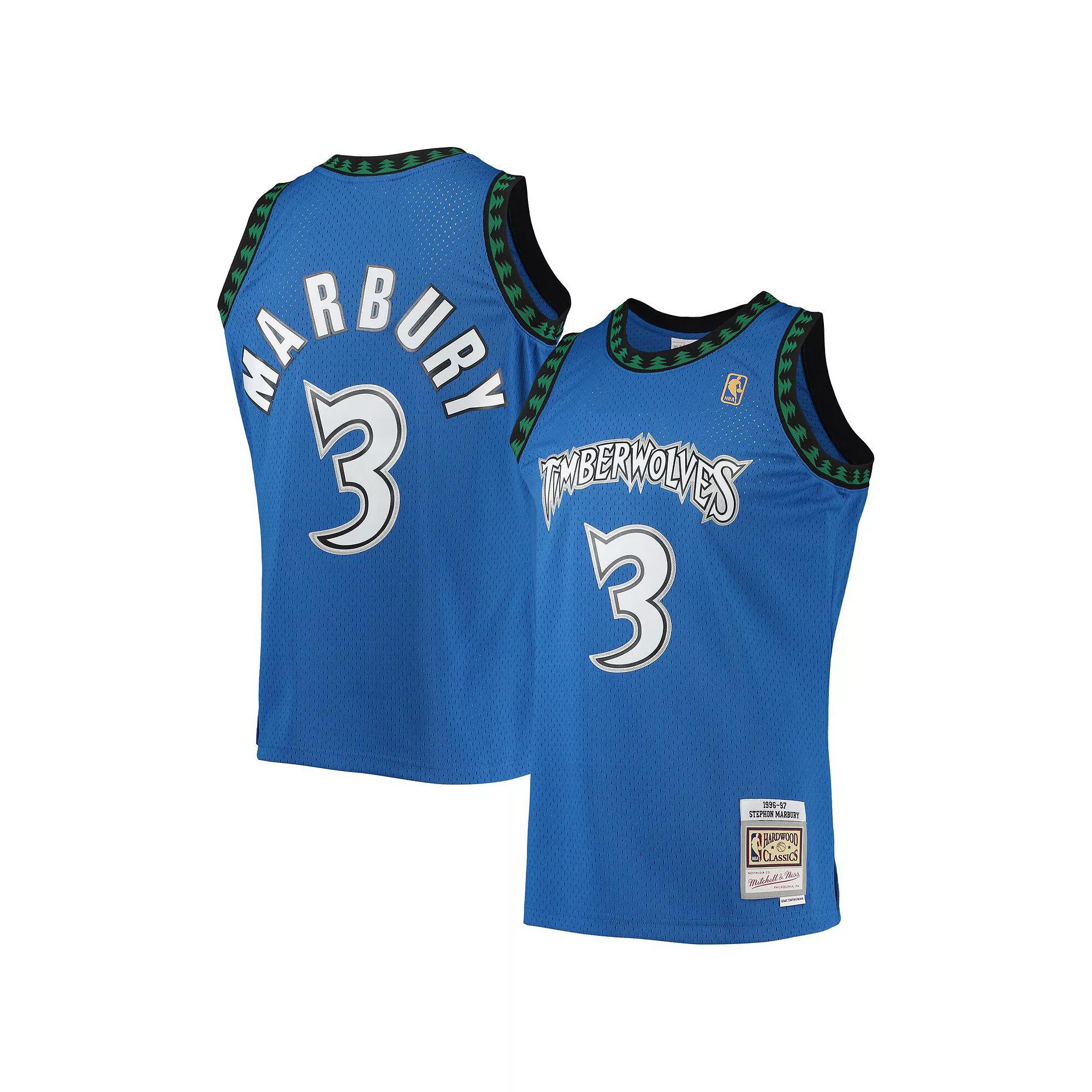 Men's Mitchell & Ness Stephon Marbury Blue Minnesota Timberwolves 1996/97 Hardwood Classics Swingman Jersey,  Product Image
