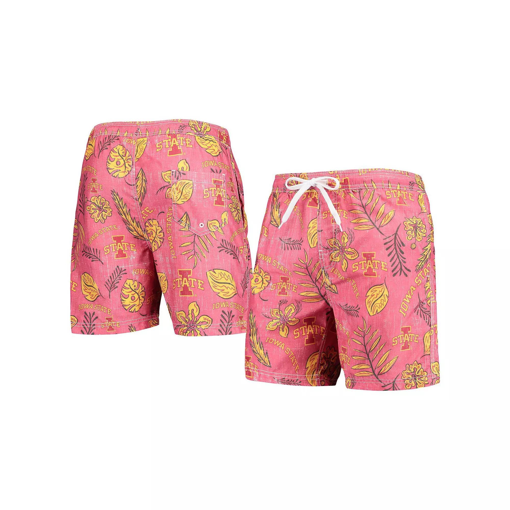 Men's Wes & Willy Cardinal Iowa State Cyclones Vintage Floral Swim Trunks,  Product Image