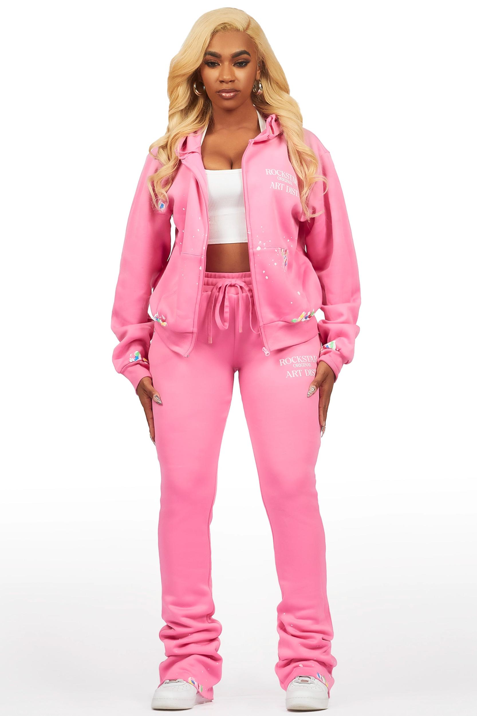 Tanazia Pink Zip Up Super Stacked Trackset Female Product Image