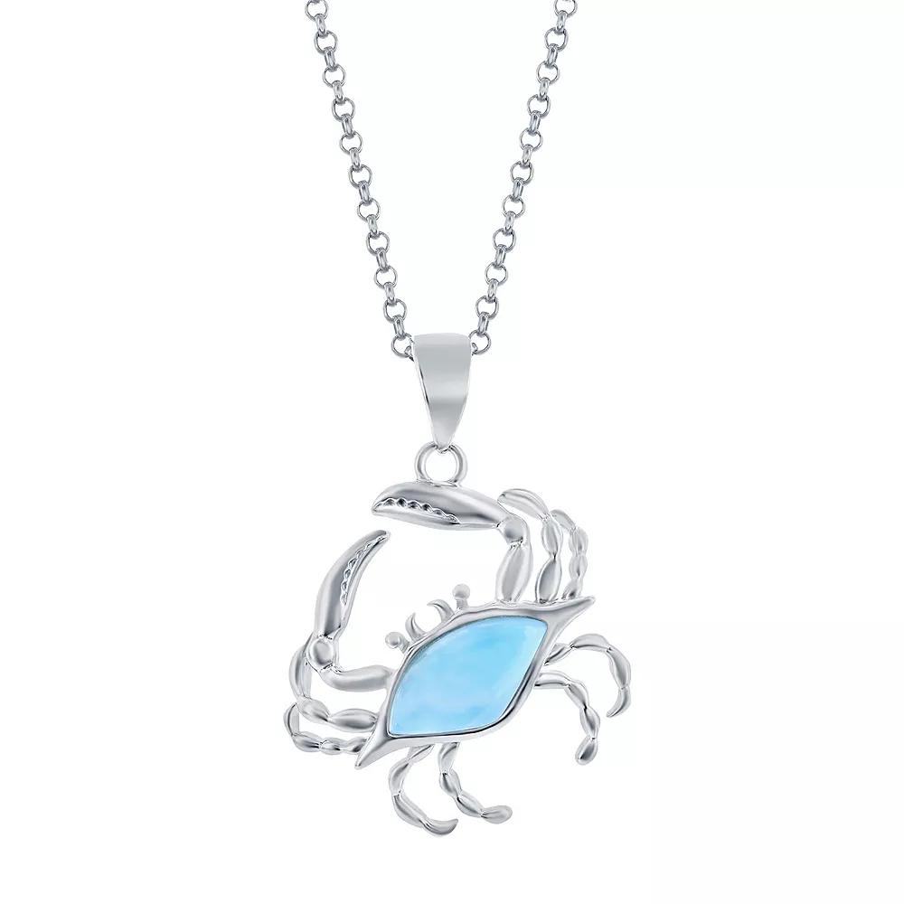 Sterling Silver Larimar Crab Necklace, Women's, Size: 18" Product Image
