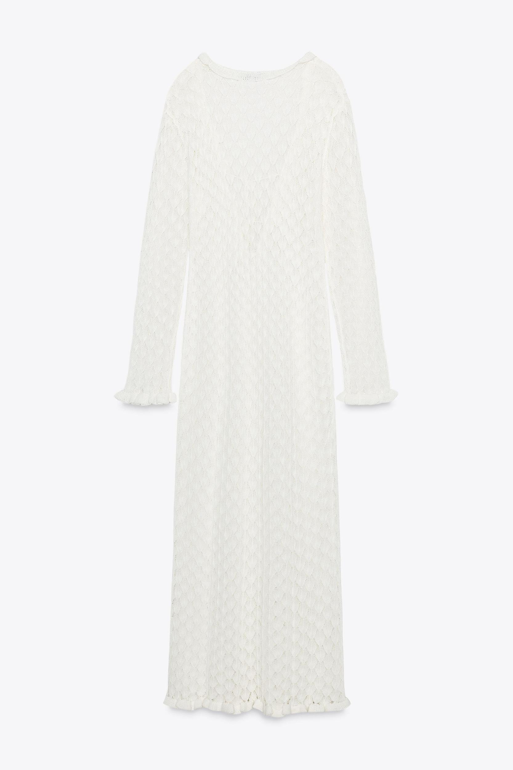 POINTELLE KNIT RUFFLED LONG DRESS Product Image