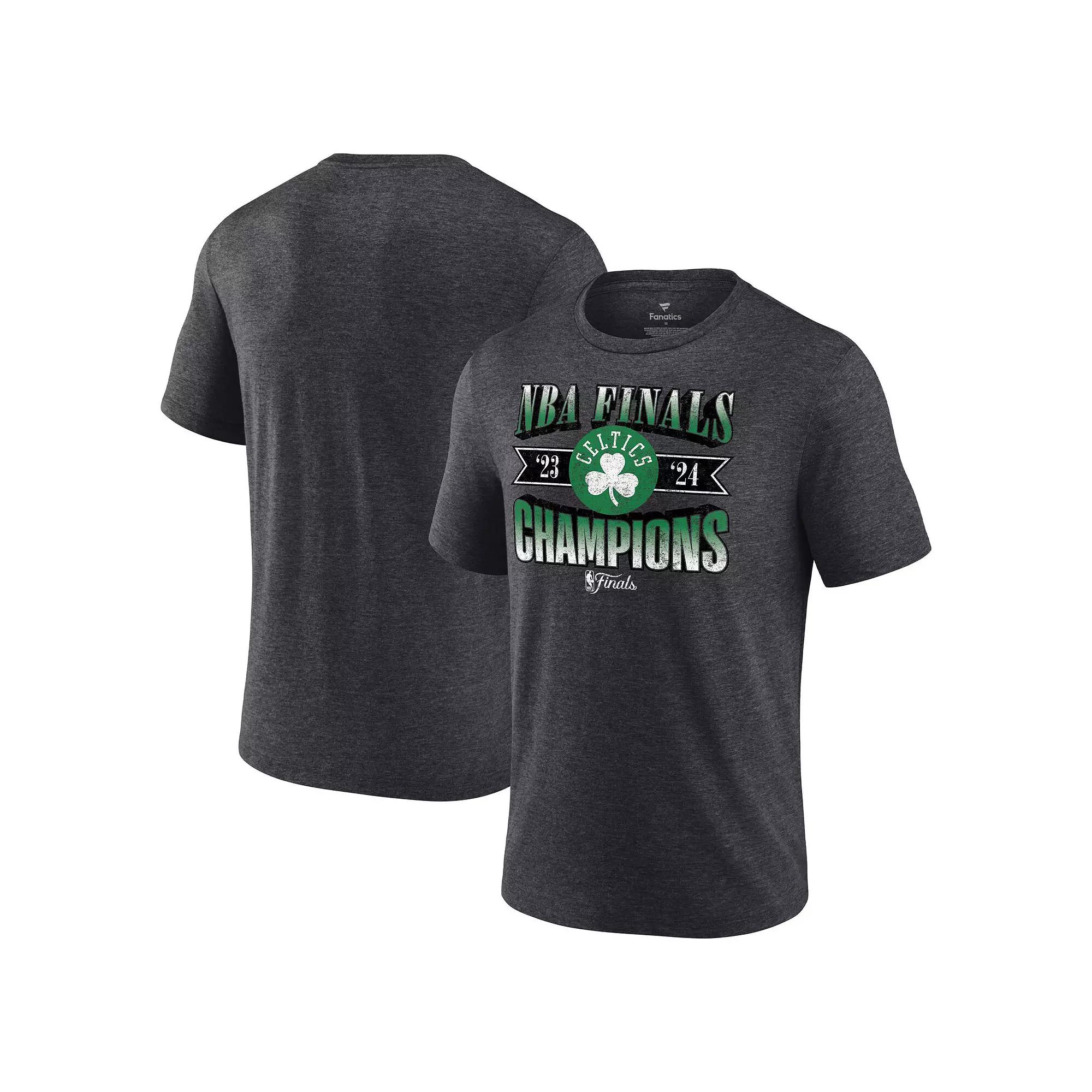 Men's Fanatics Heather Charcoal Boston Celtics 2024 NBA Finals Champions Full Court Pressure Retro Tri-Blend T-Shirt, Size: Small Product Image