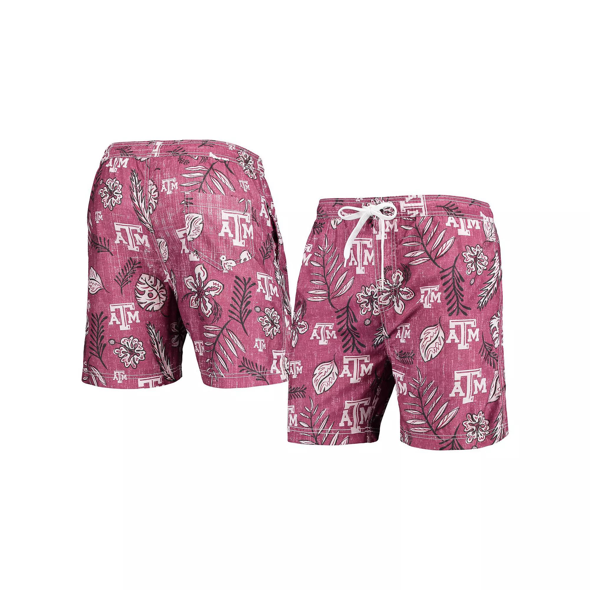 Men's Wes & Willy Maroon Texas A&M Aggies Vintage Floral Swim Trunks,  Product Image