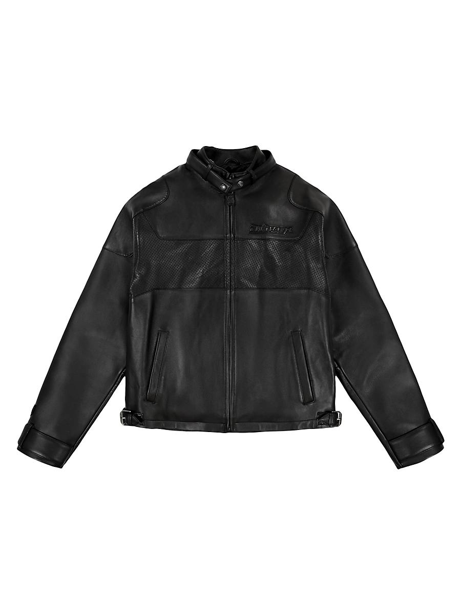 Mens Black-Out Leather Racing Jacket Product Image