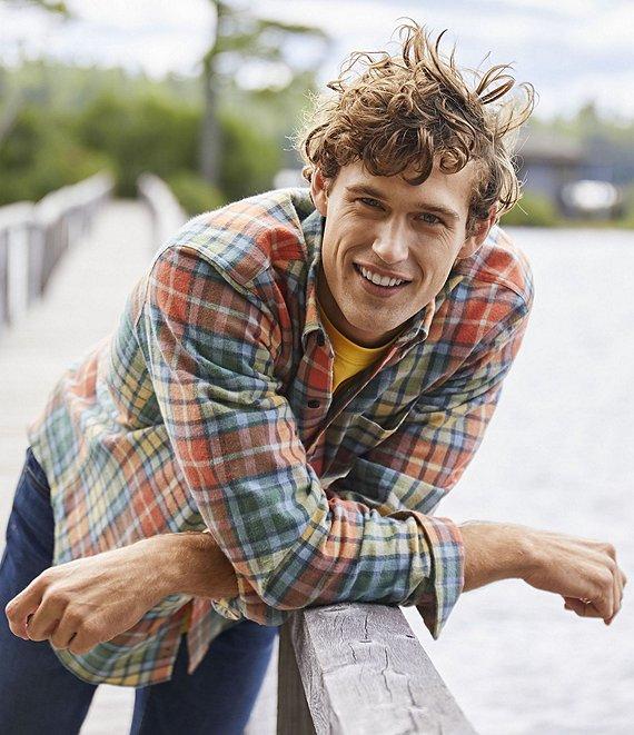 L.L.Bean Multi-Color Scotch Plaid Flannel Long Sleeve Woven Shirt Product Image
