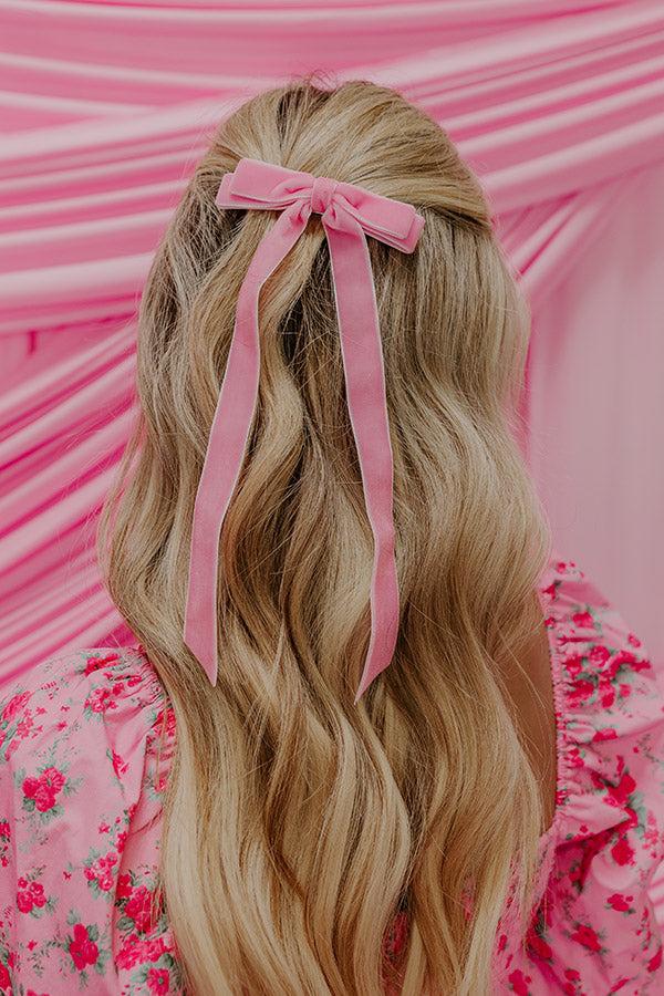 Cue The Charm Velvet Bow Hair Clip Product Image