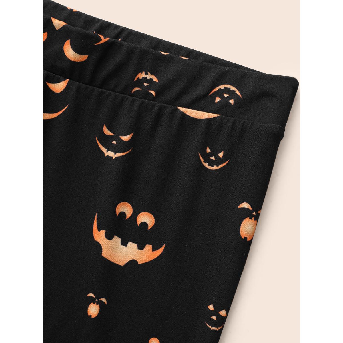 Plus Size Stretchy Jack-o-Lantern Leggings Women Black Timeless High stretch Skinny Mid Rise Elegant Leggings BloomChic 30/6X Product Image