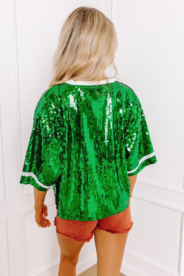 Kickoff Season Sequin Top in Green Product Image