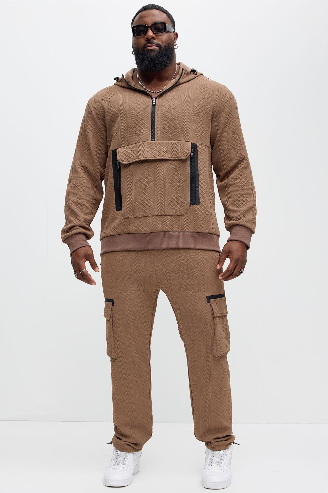 Practical Quarter Zip Hoodie - Brown Product Image