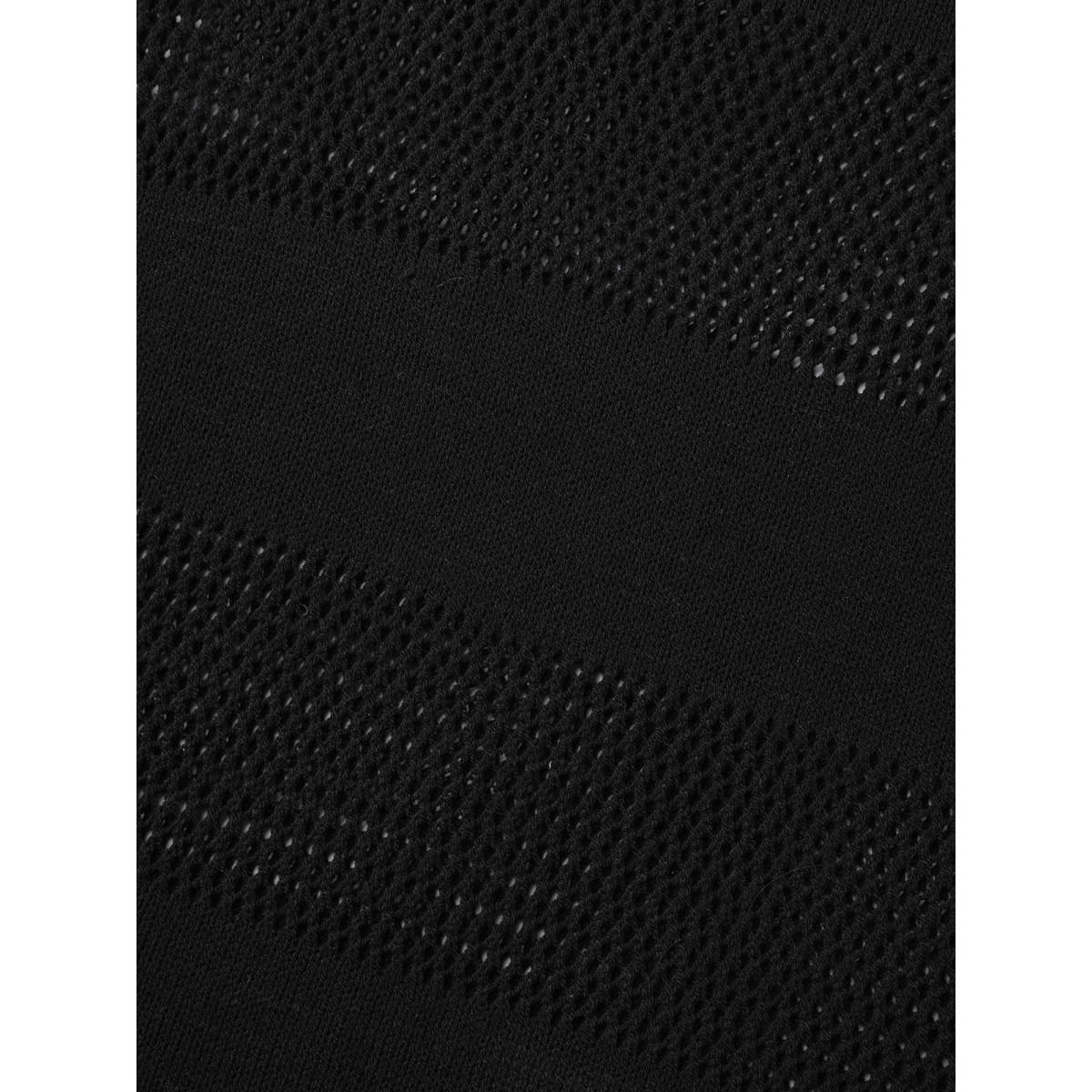 Plus Size One-Sided Drawstring Hollow Knit Swim Cover-Up Women's Swimwear Black Beach Loose Cut-Out Curve Swim Cover Ups BloomChic 10/M Product Image