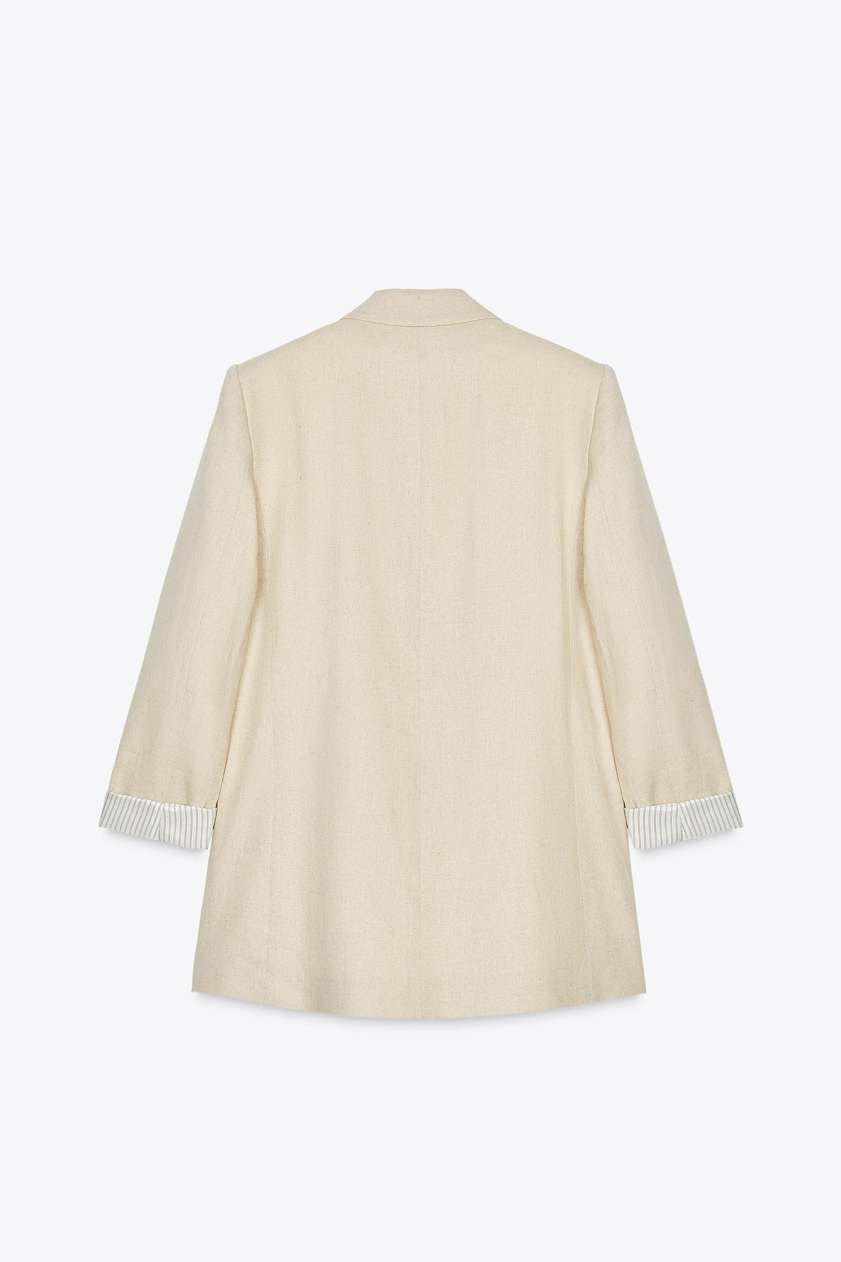 LINEN BLAZER WITH PRINTED CUFFS Product Image