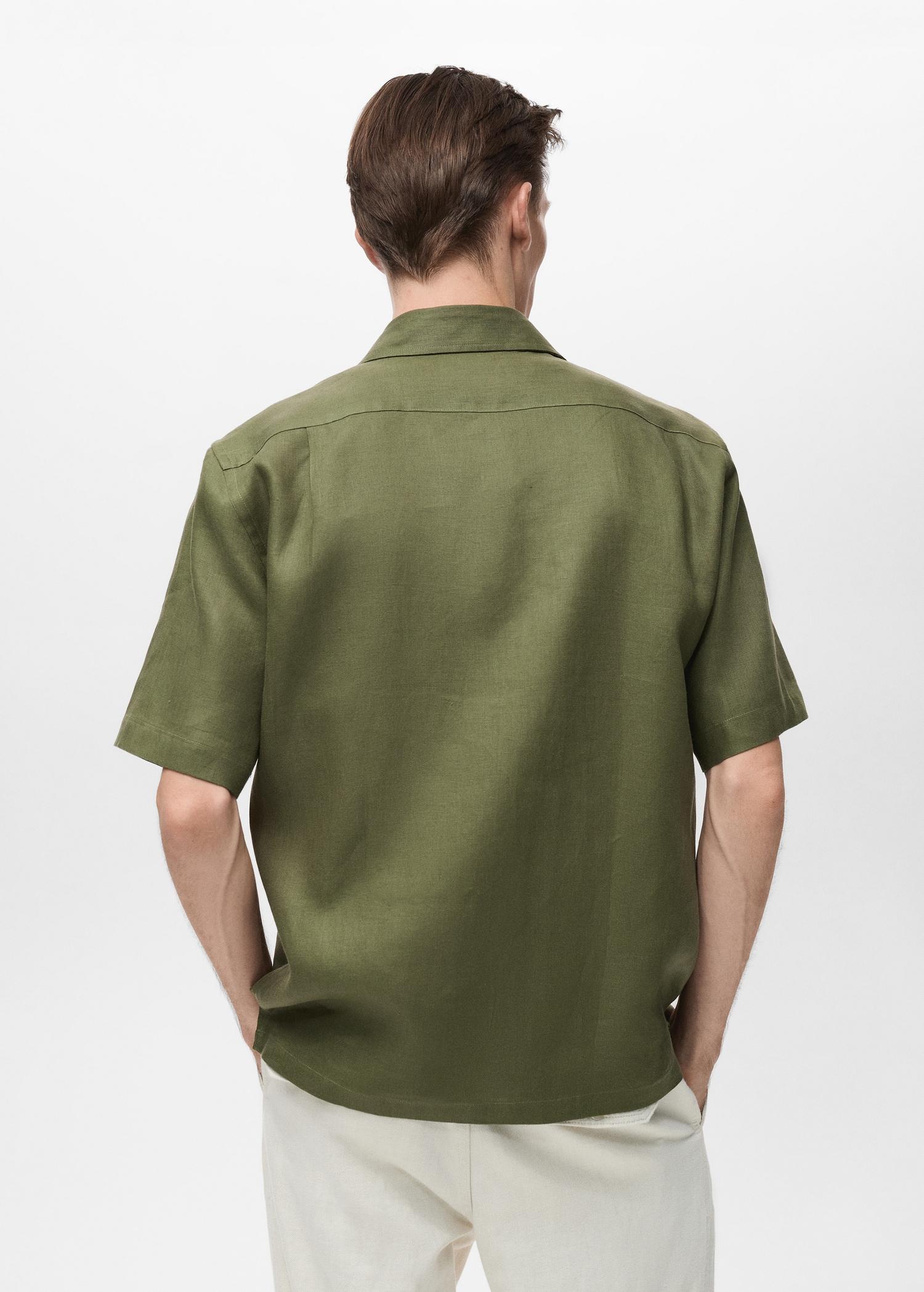 100% linen bowling-collar shirt - Men | MANGO USA Product Image