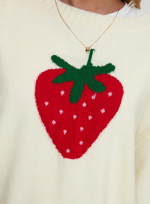 Living Is Easy Knit Sweater White Product Image