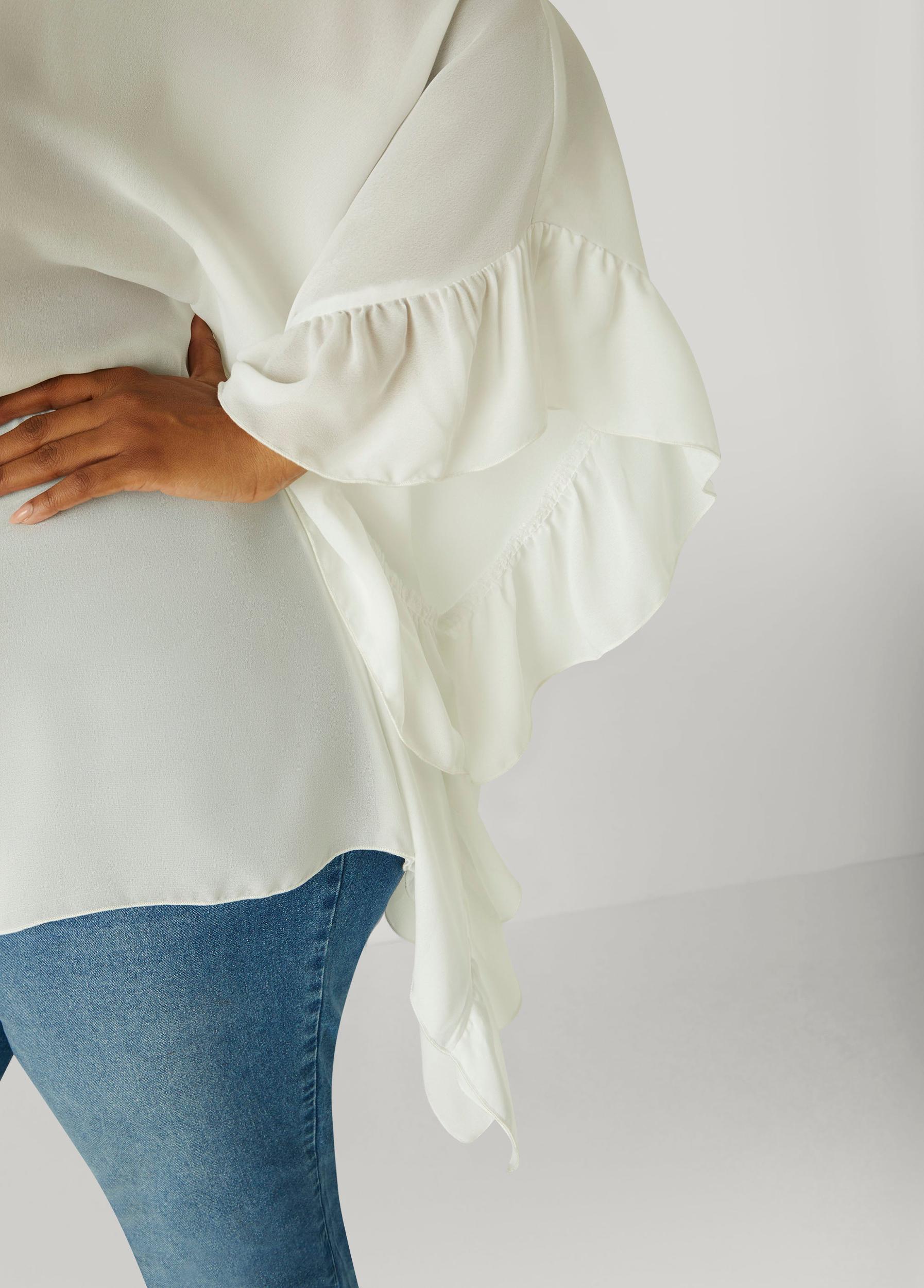 Plus Size Ruffled Crepe Blouse Ashley Stewart Product Image