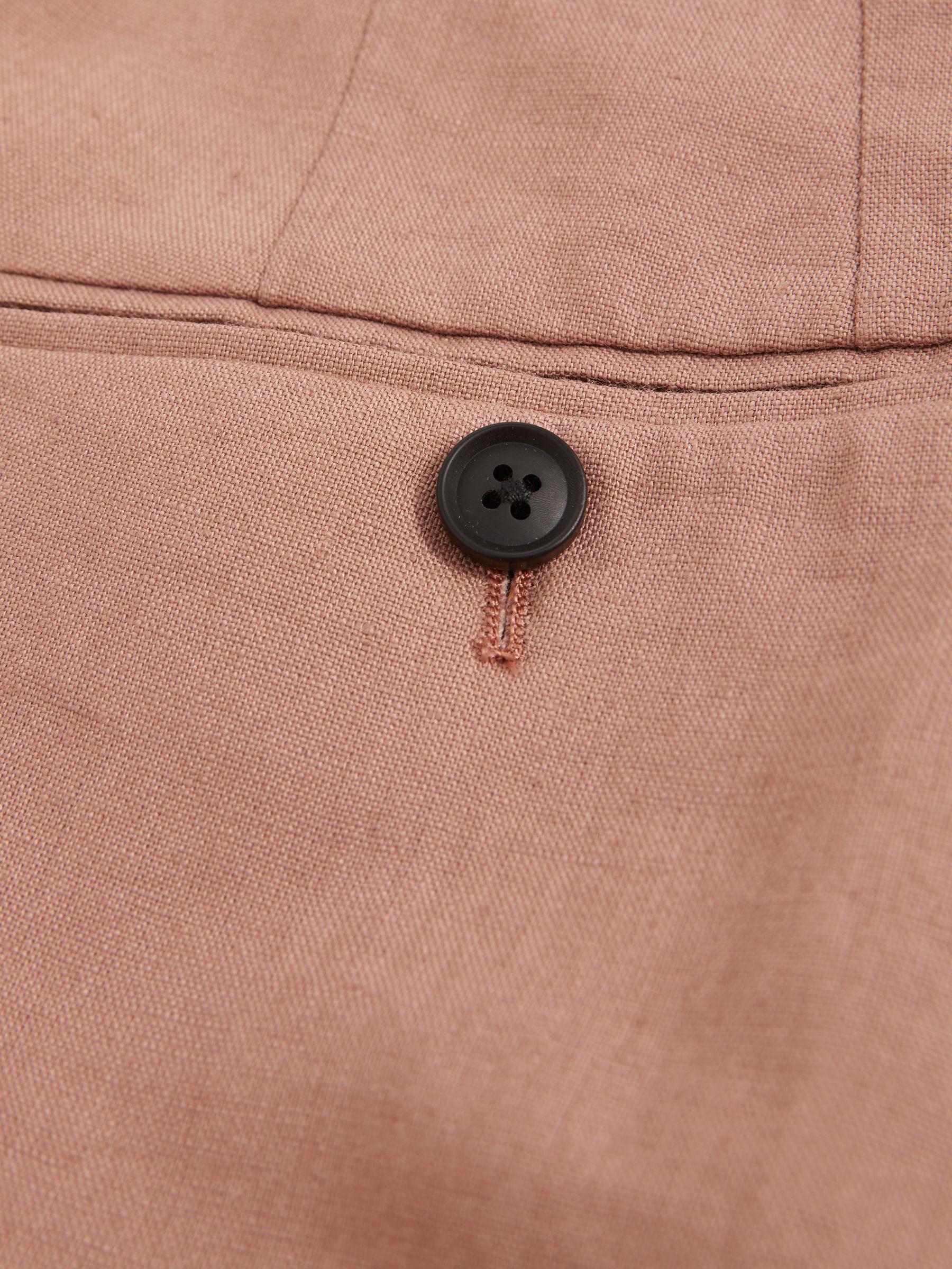 Slim Fit Linen Trousers in Rose Pink Product Image