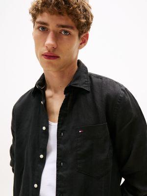 Regular Fit Piece-Dyed Linen Shirt Product Image