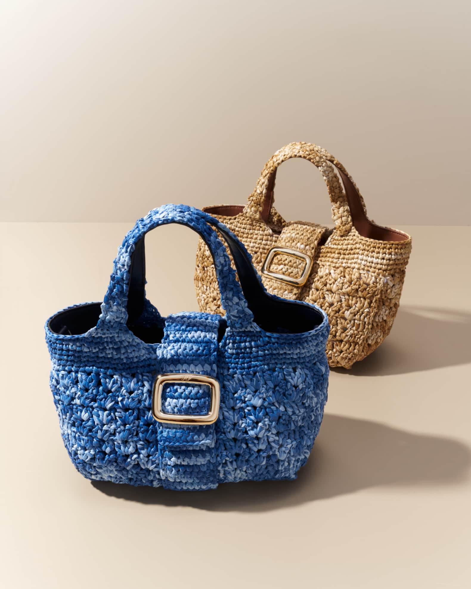 Grand Viv Choc Crochet Raffia Top-Handle Bag Product Image