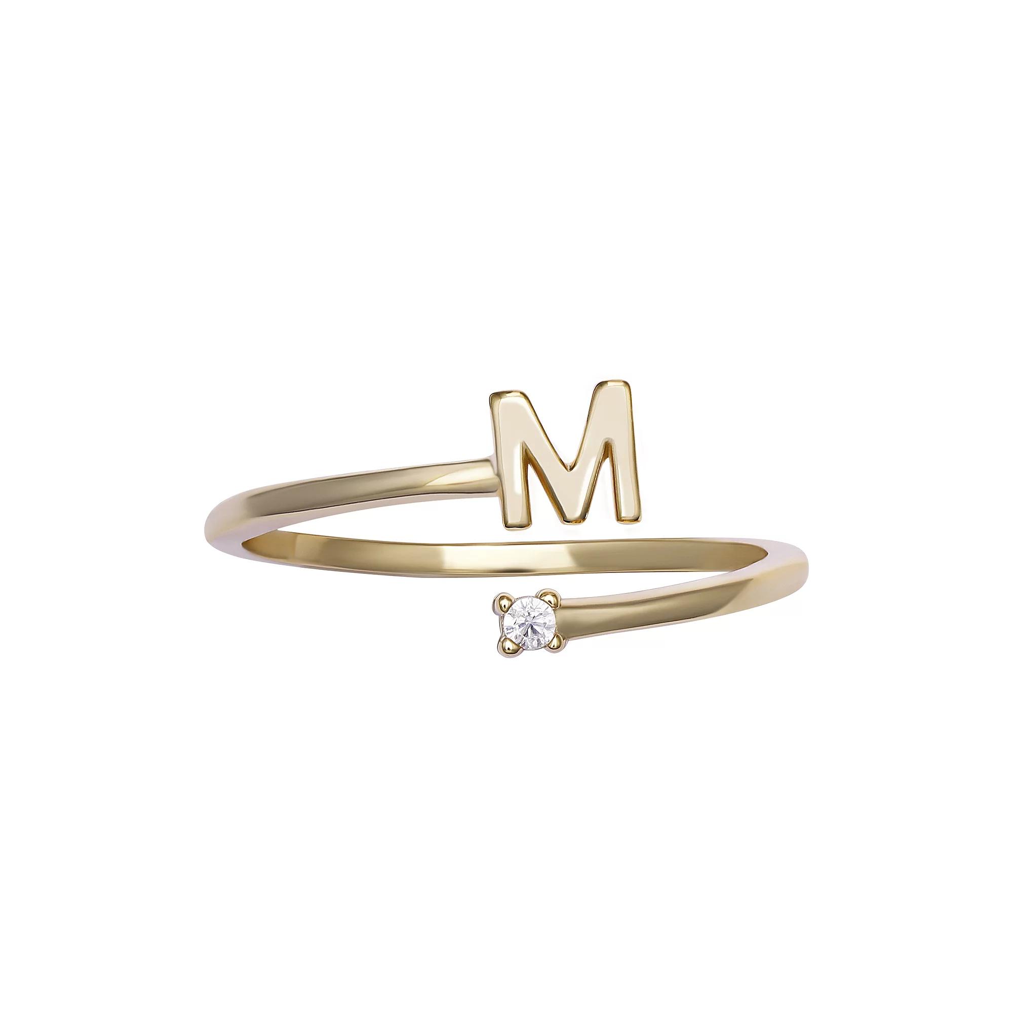 PRIMROSE Sterling Silver Cubic Zirconia Initial Bypass Band Ring, Women's, Size: 7, Gold Tone F Product Image