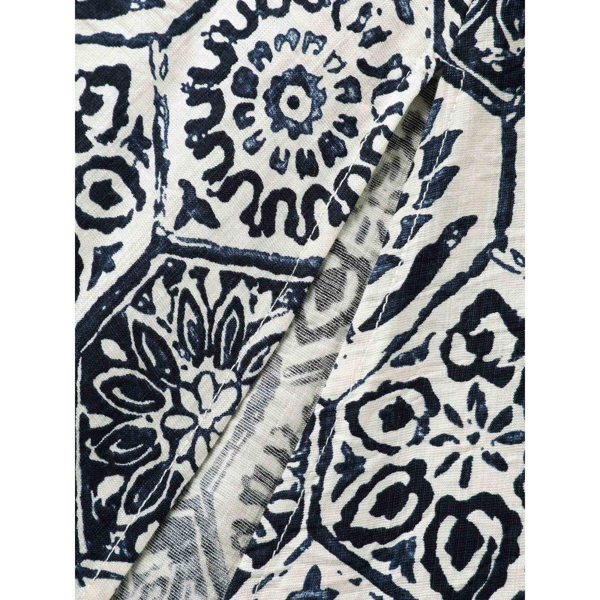 Plus Size Boho Geometric Print Split Midi Dress DarkBlue Women Boho V-neck Short sleeve Curvy BloomChic 18-20/2X Product Image