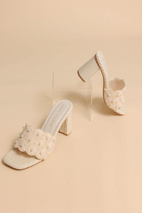 The Holland Pearl Embellished Raffia Heel Product Image