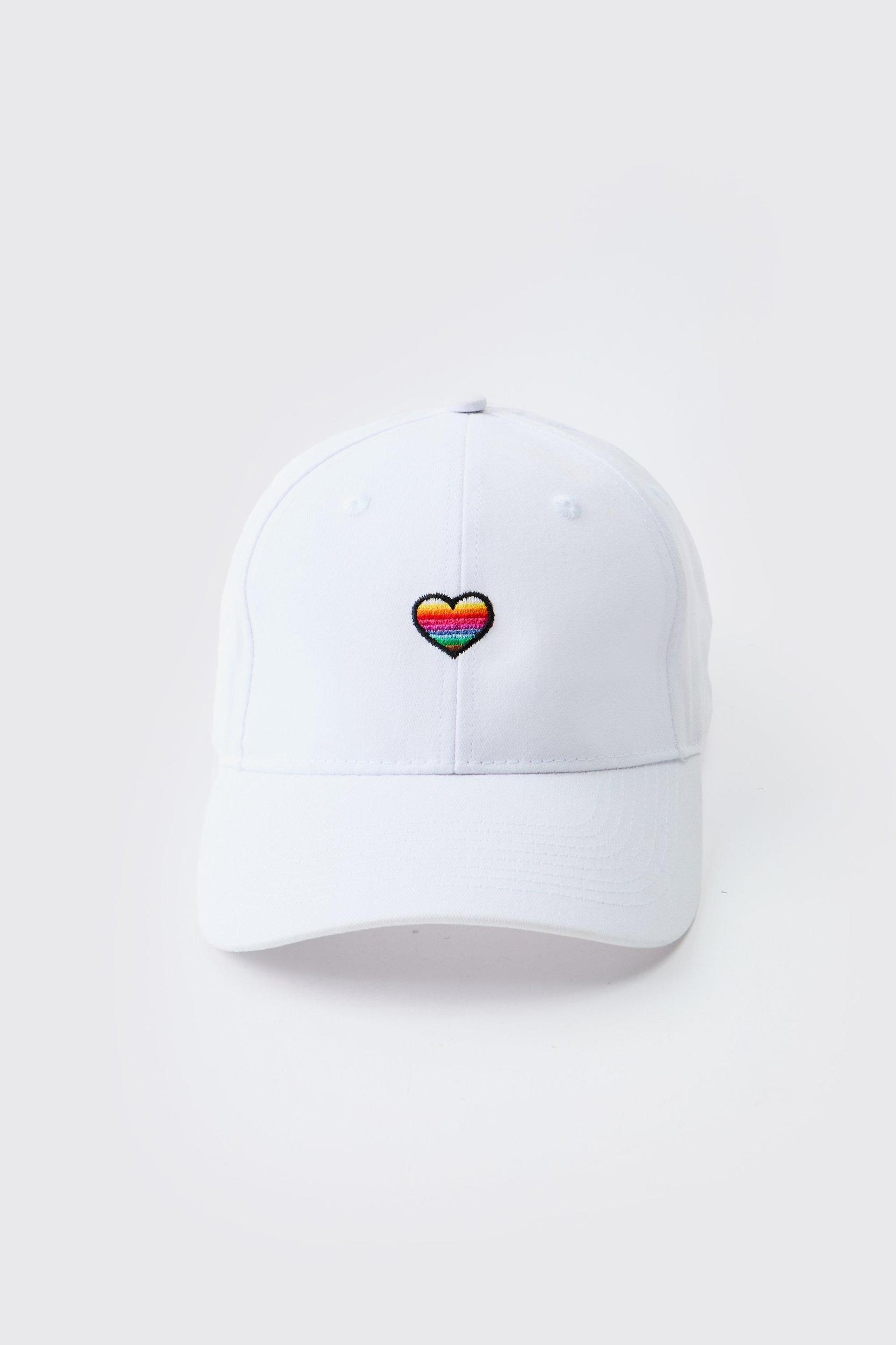 Rainbow Heart Embroidered Pride Cap | boohooMAN USA Product Image