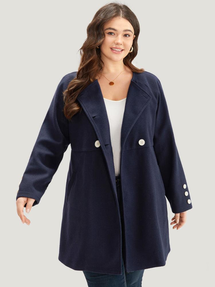 Solid Button Detail pocket Coat Female Product Image