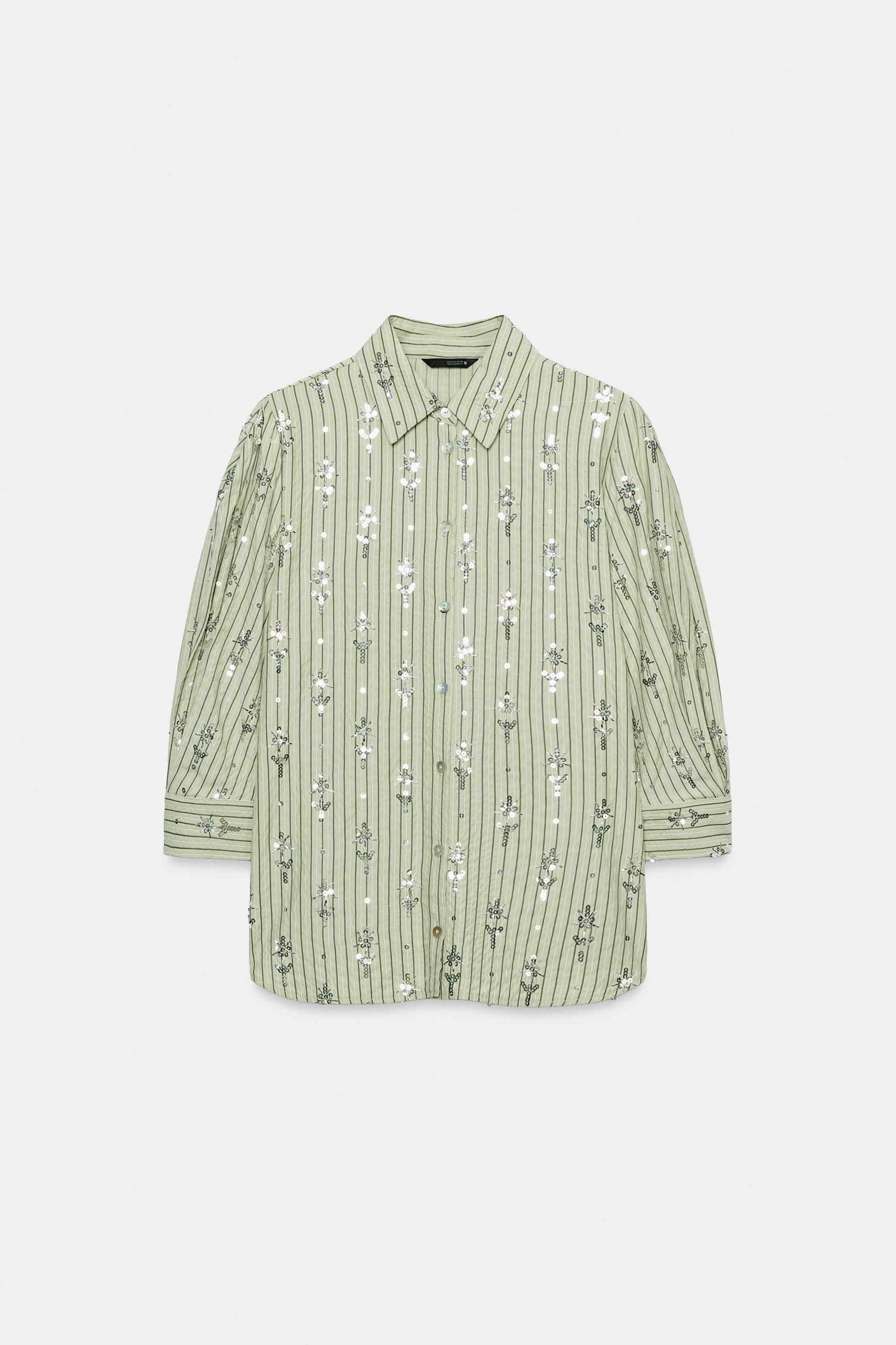 STRIPED SEQUIN SHIRT Product Image