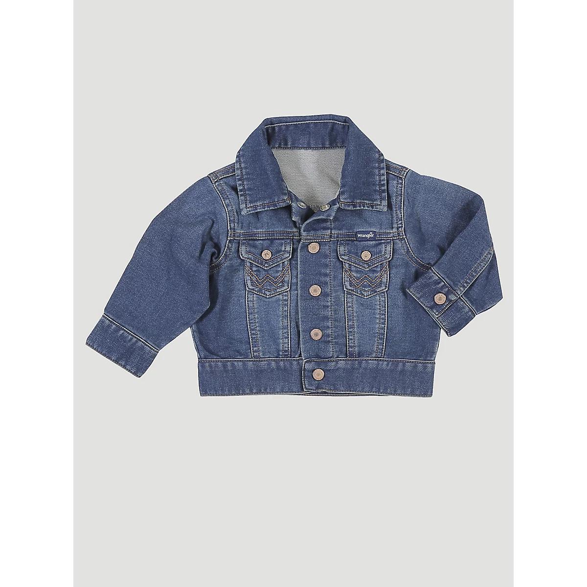 Baby Boy Long Sleeve Classic Denim Jacket in Dark Blue Product Image
