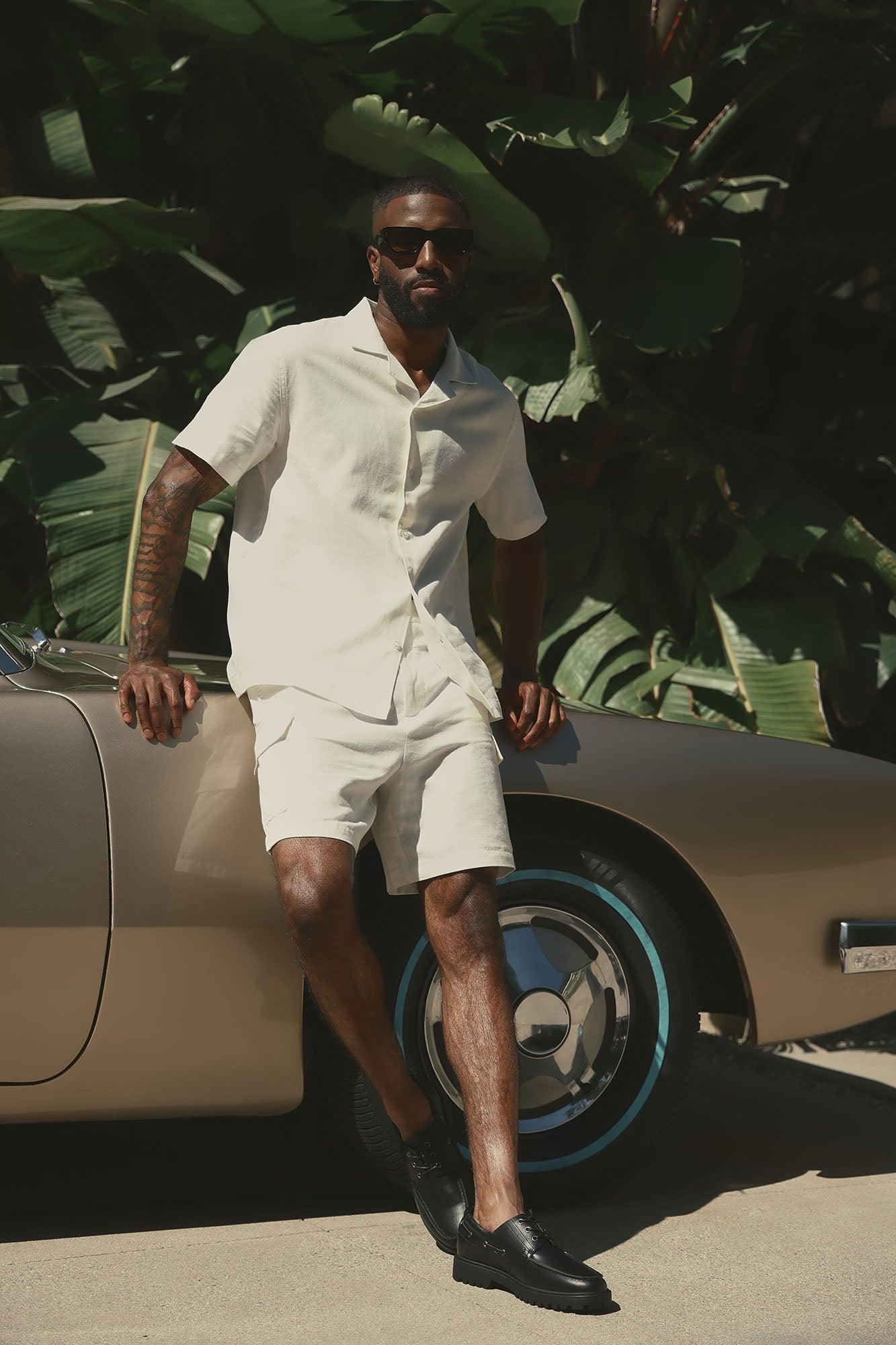 Bahamas Linen Cargo Shorts - White Product Image