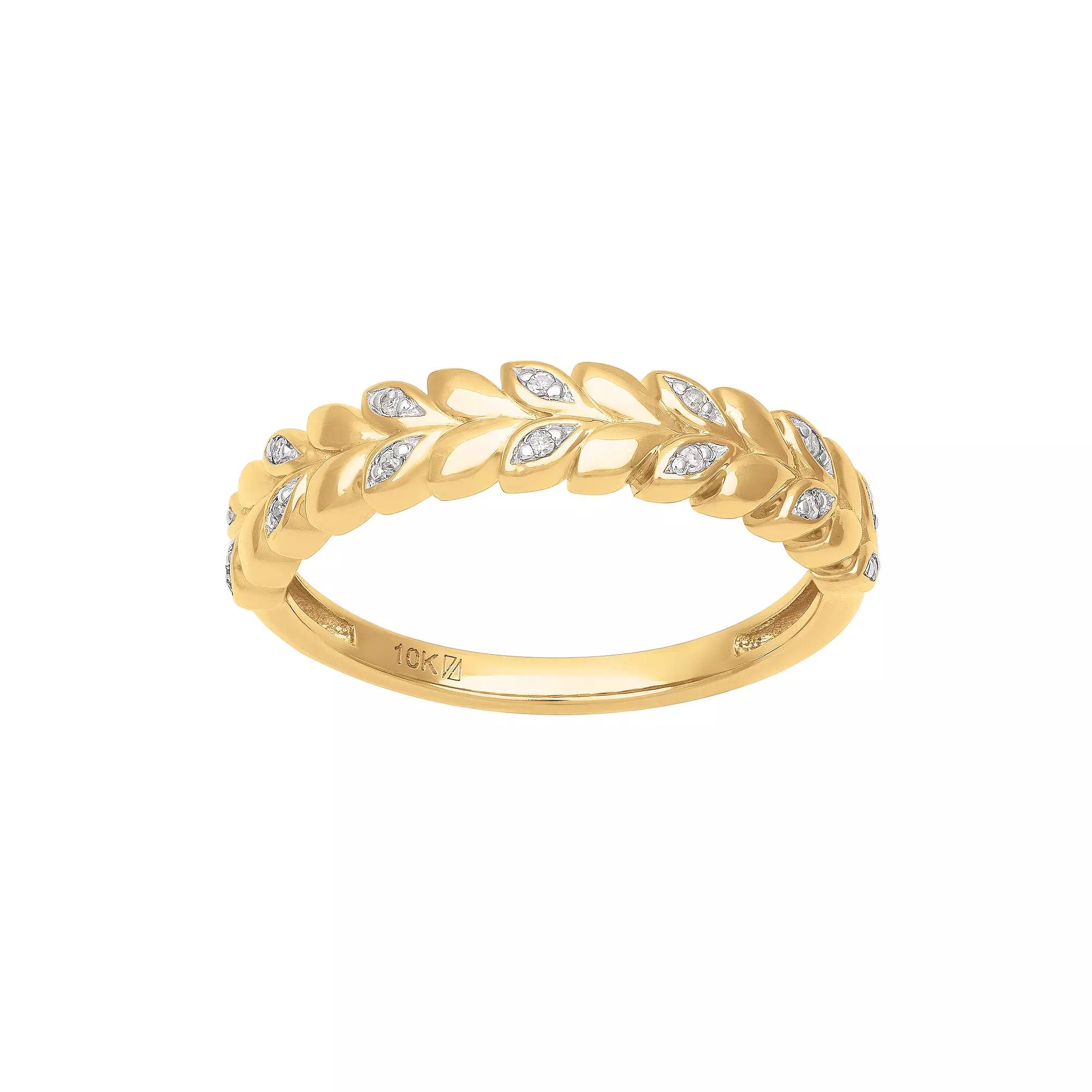 Love Always 10k Gold Diamond Accent Leaf Anniversary Ring, Women's, Size: 8 Product Image