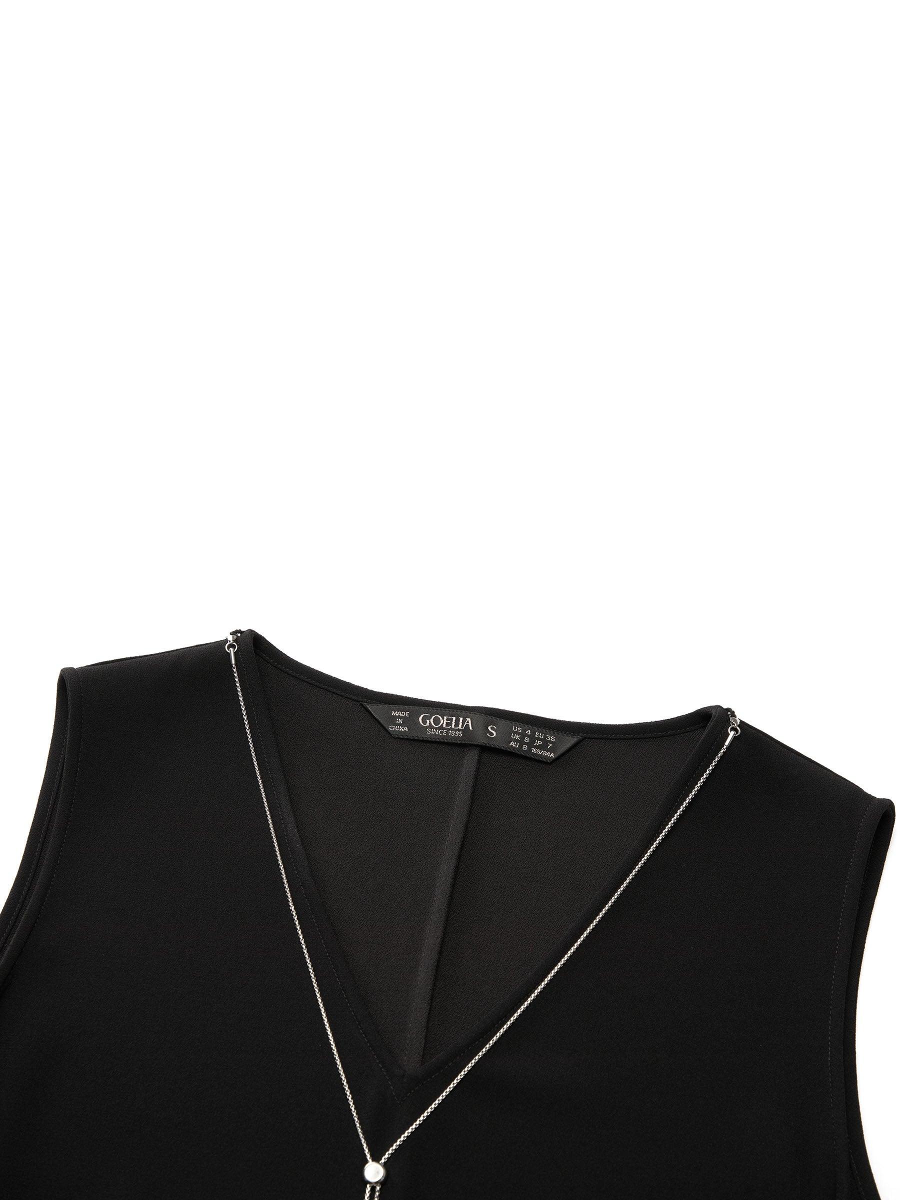 Triacetate Blend V-Neck Women Sleeveless Maxi Dress Product Image