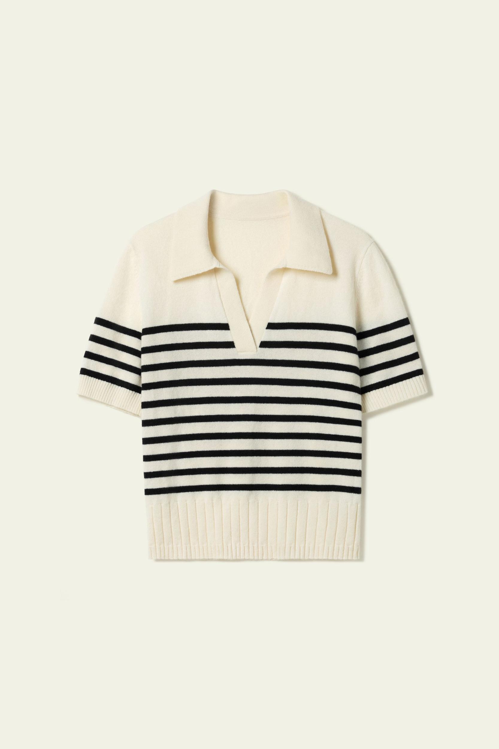 Striped Cashmere Polo Sweater Product Image