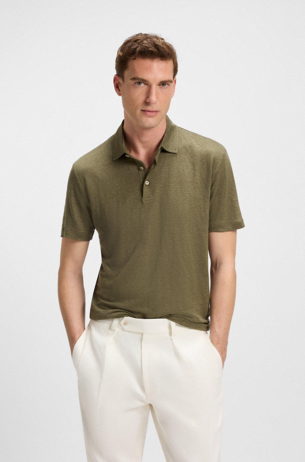 BOSS - BECKHAM x BOSS polo shirt in linen - Green Product Image