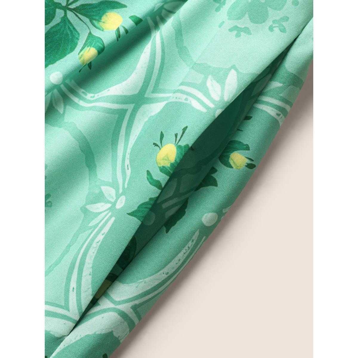 Plus Size Moroccan Print Ruffle Cap Sleeve Maxi Dress Palemauve Women Elegant Heart neckline Cap Sleeve Curvy BloomChic 22-24/3X Product Image