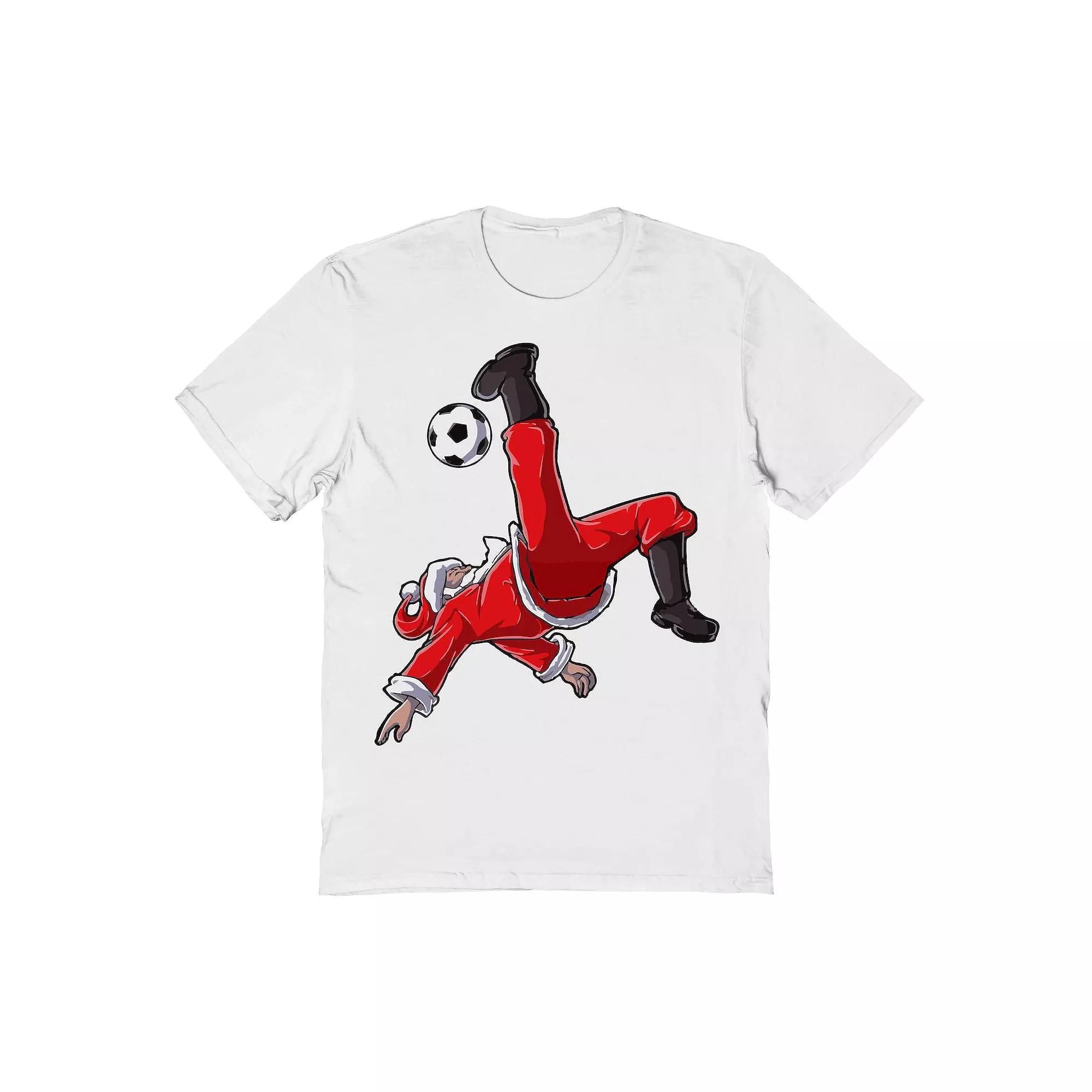 Men's Santa Soccer Football Christmas Graphic Tee,  Product Image