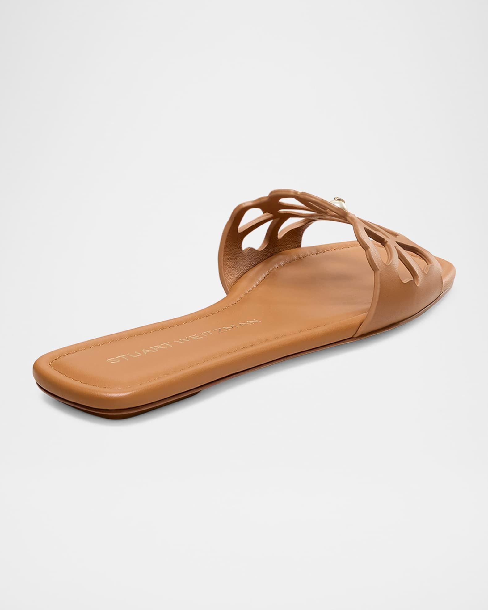 Jasmine Leather Cutout Flat Slide Sandals Product Image