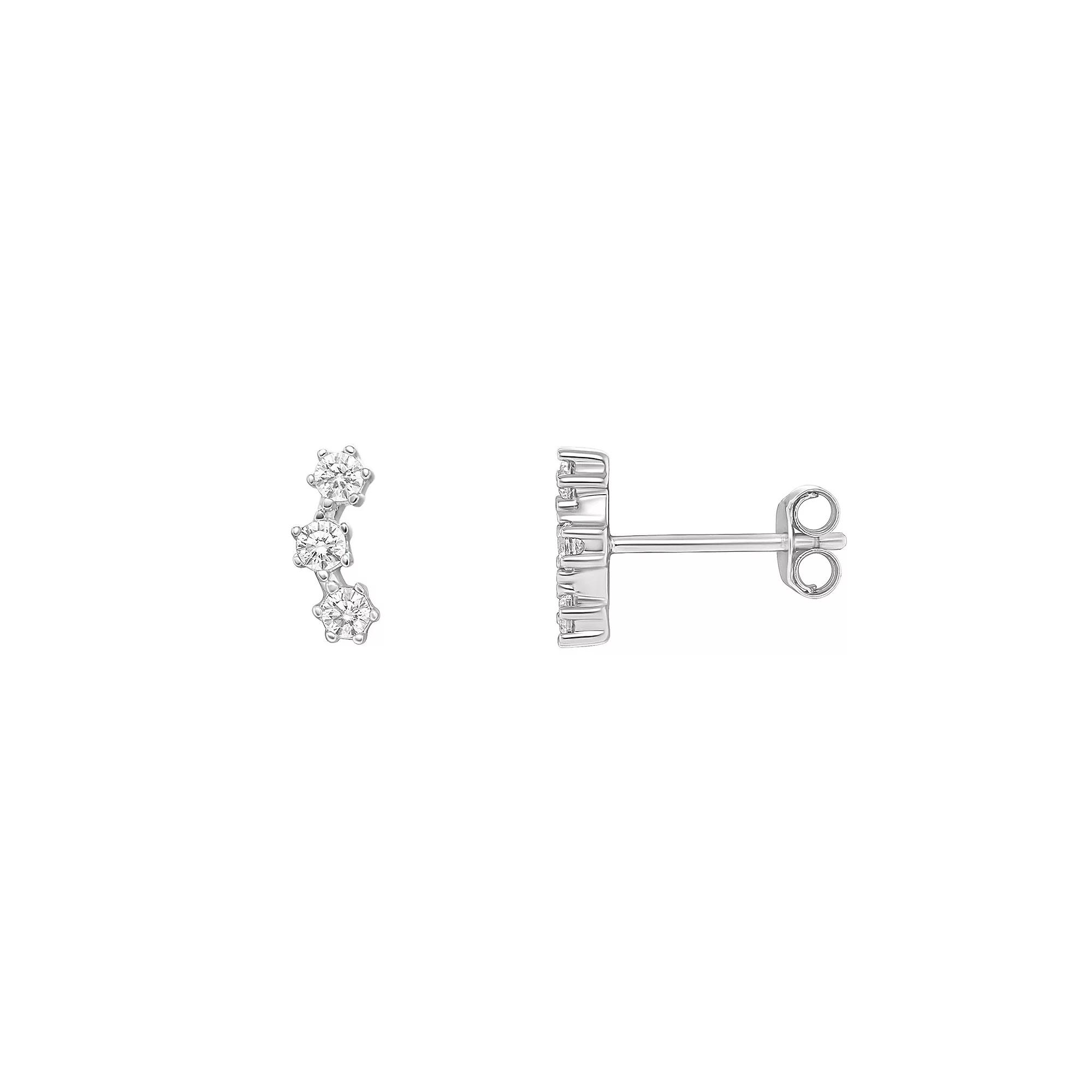 PRIMROSE Sterling Silver Cubic Zirconia Crawler Stud Earrings, Women's, Sterling Clear Product Image